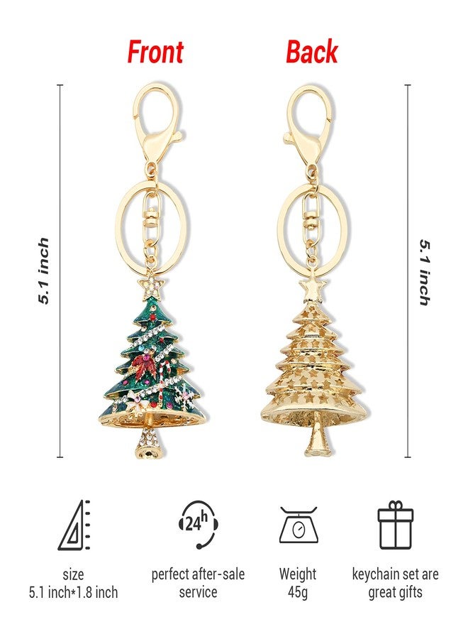 CXLL Rhinestone Keychain Christmas Tree Keychains Purse Bag Charm Pendant Keyring Christmas Gift for Girl Woman Lady (Christmas Tree-Green) - Image 2
